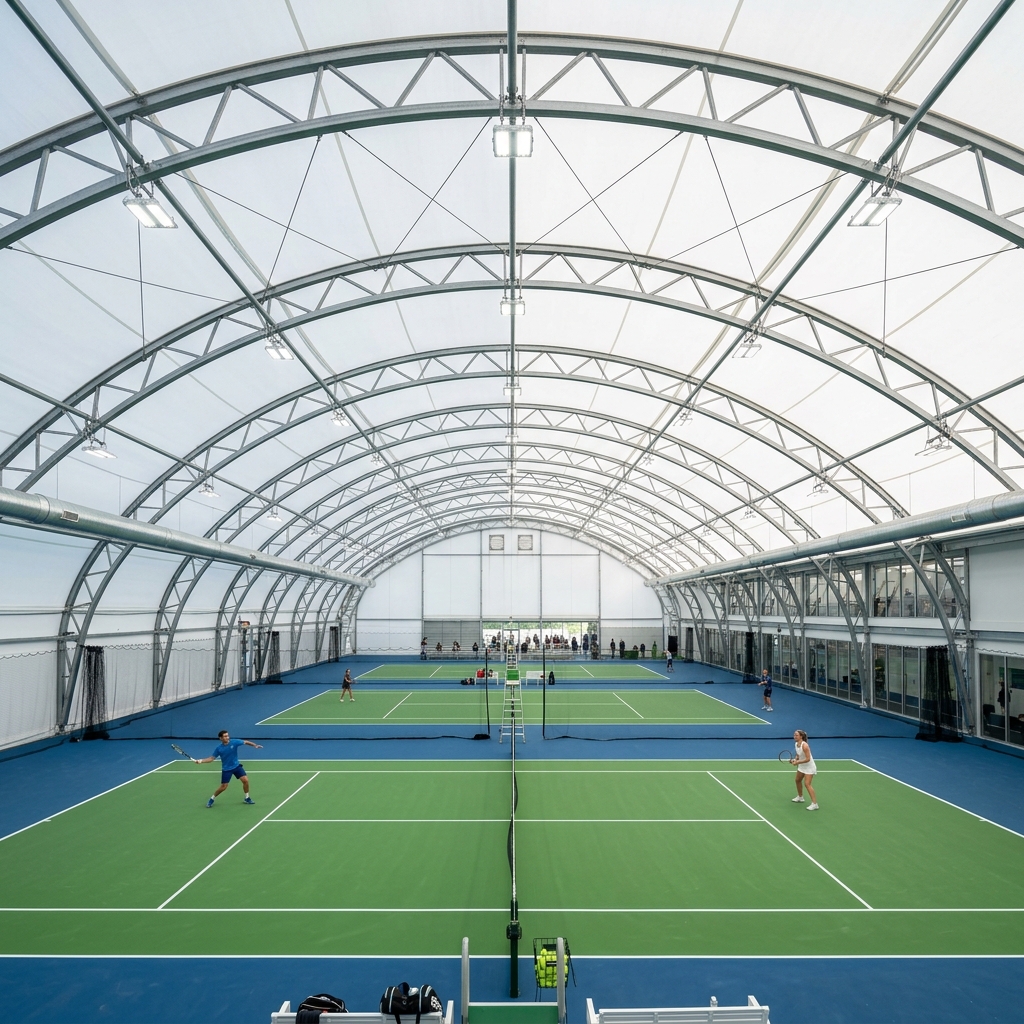 Tenis Kortu Kapama Çadırları Iğdır İmalatı - Örnek Görsel (Ai Kapali Tenis Kortu Cadiri)